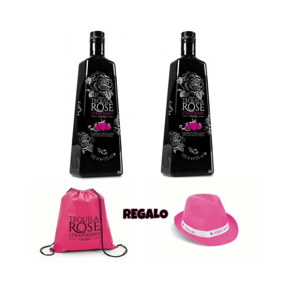 Pack 2 botellas Tequila Rosé 70cl + regalo sombrero y mochila