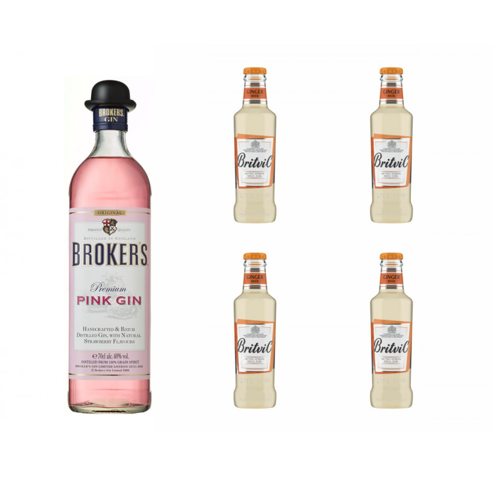 Pack Gin Broker's Pink + Britvic Ginger Beer