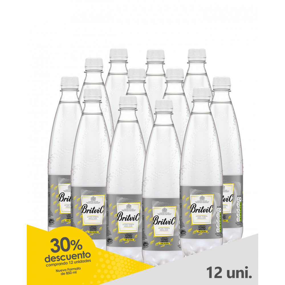 12 bottles of Britvic S/line Tonic Water 850ml PET